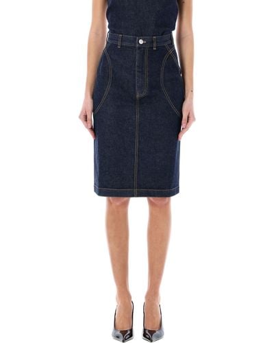 Alaïa Pencil Denim Skirt - Blue