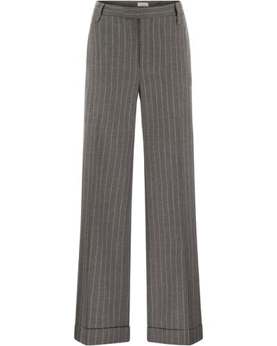 Brunello Cucinelli Loose Flared Trousers - Grey