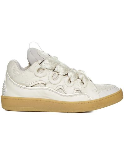 Lanvin Curb Leather And Mesh Trainers - White