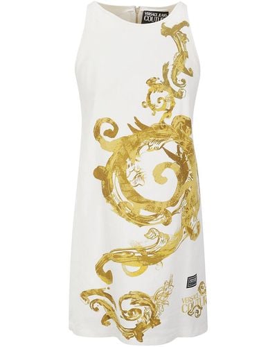 Versace Watercolour Couture Sleeveless Mini Dress - Metallic