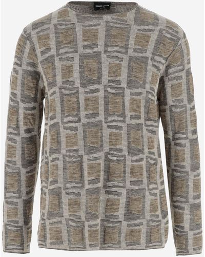 Giorgio Armani Wool And Linen Blend Pullover - Gray