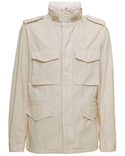 Aspesi Stand-up Collared Flap-pocketed Military Jacket - Natural