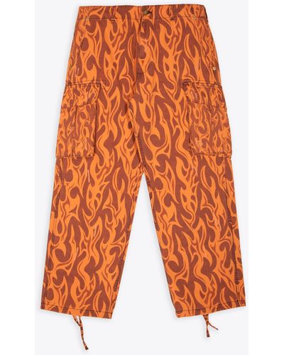 ERL Printed Cargo Trousers Woven Canvas Printed Cargo Pant - Orange