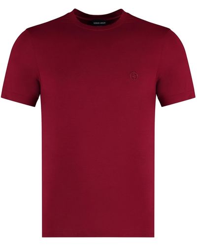 Giorgio Armani Viscose Crew-Neck T-Shirt - Red