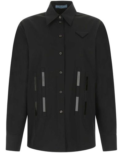 Prada Poplin Oversize Shirt - Black