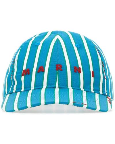 Marni Printed Cotton Baseball Cap - Blue