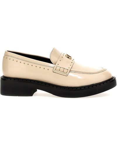 Twin Set Studded Logo Loafers - Natural