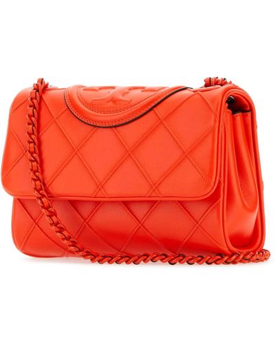 Tory Burch Coral Leather Small Fleming Shoulder Bag - Red