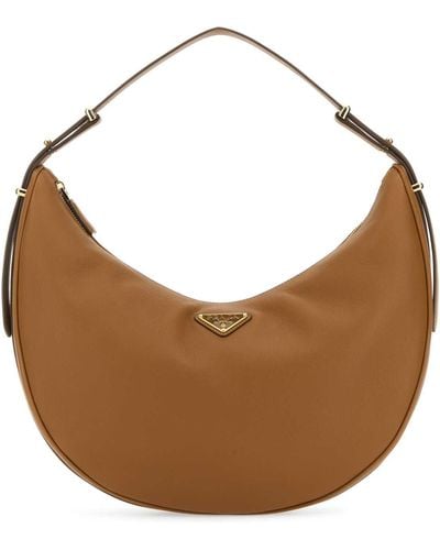Prada Caramel Leather Big Arquã¨ Handbag - Brown
