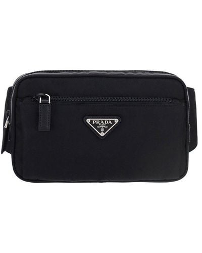 Prada Logo Plaque Belt Bag - Black