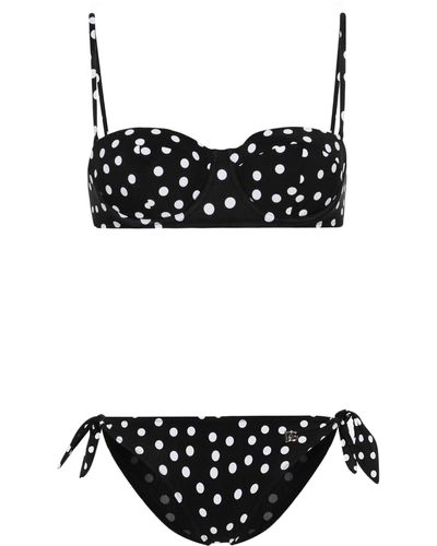Dolce & Gabbana Polka-dot Triangle Bikini Set - Black