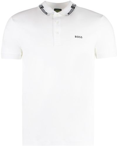 BOSS Short Sleeve Cotton Polo Shirt - White