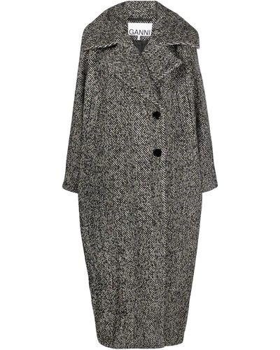 Ganni Double Breasted & Peacoat - Gray