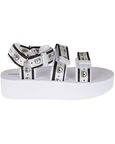 Chiara Ferragni Eva Logo Mania Double Strap Sandals - White