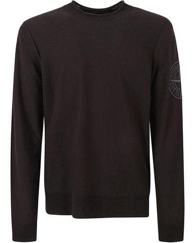 Stone Island Logo Sleeve Sweatshirt - Black