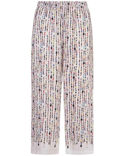MSGM Trousers With Multicolour Bead Print - White