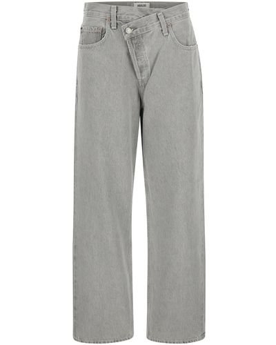 Agolde Jeans With Criss Cros Detail - Gray