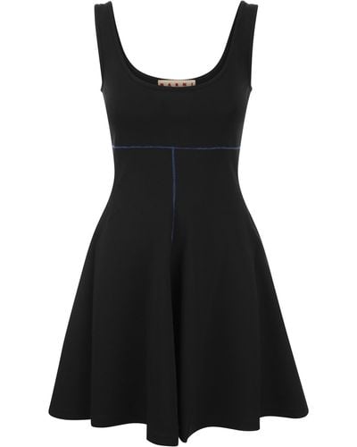 Marni Short Dress In Stretch Fabric - Black