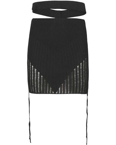 ANDREADAMO Ribbed Knit Mini Skirt - Black