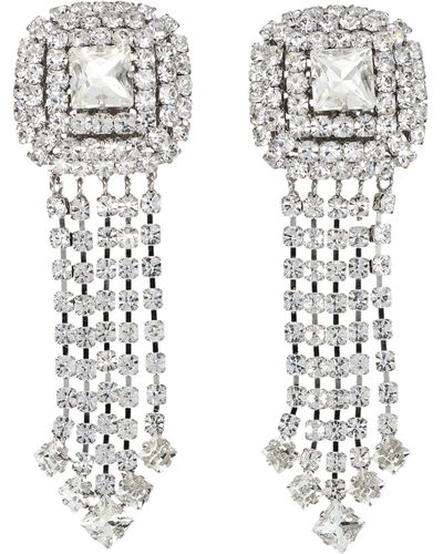 Alessandra Rich Earring Square Crystal - White