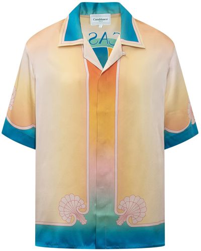 Casablancabrand Cuban Collar Shirt - Blue
