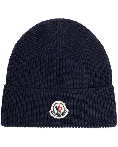 Moncler Cotton Beanie, - Blue