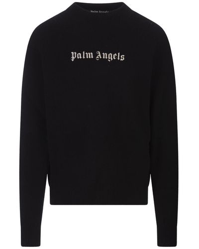 Palm Angels Jumper With Contrast Logo - Black