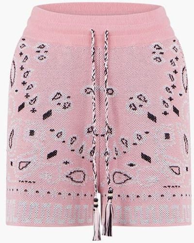 Alanui Cotton Piquet Bandana Shorts - Pink