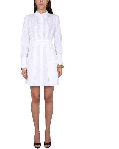 Patou Pleated Shirt Dress - White