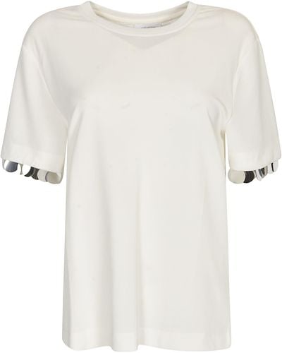 Rabanne Round Neck Embellished Regular T-Shirt - White