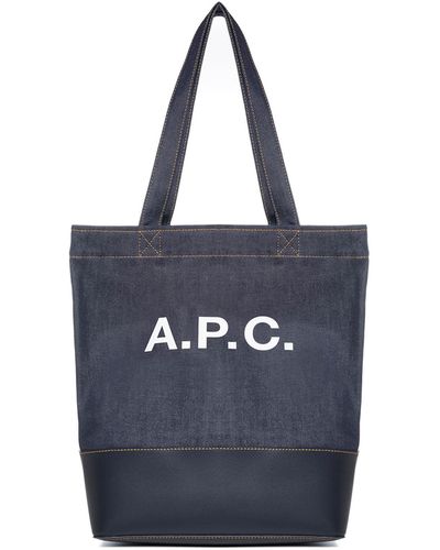 A.P.C. Axel Denim And Leather Small Tote Bag - Blue