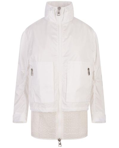 Ermanno Scervino Windbreaker Jacket With Sangallo Lace - White