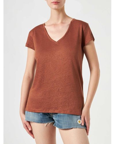 Mc2 Saint Barth Woman Linen T-shirt - Brown