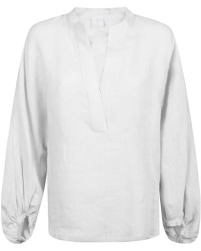 Eleventy Linen Shirt With V Opening - White