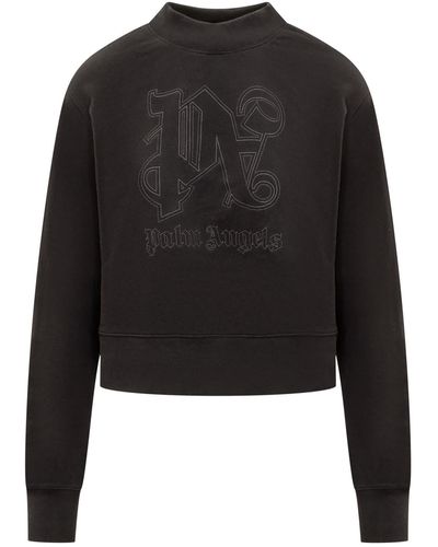 Palm Angels Sweatshirt With Logo - Black