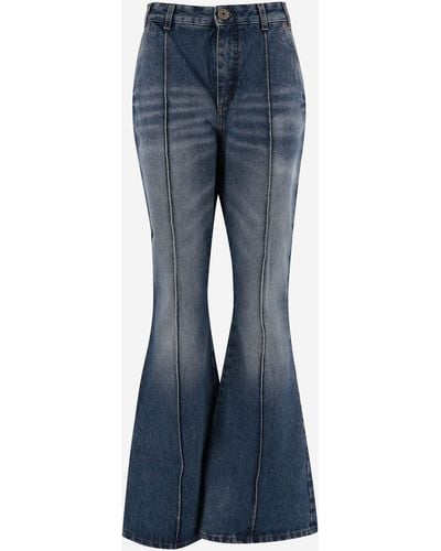 Balmain Cotton Flared Jeans - Blue
