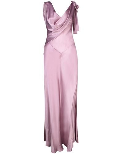 Alberta Ferretti Antique Long Satin Dress - Pink