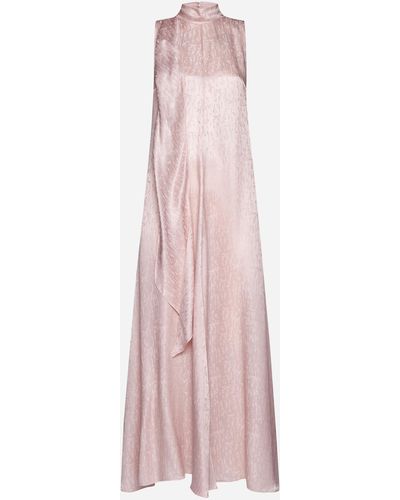 Forte Forte Microdamier Silk-Blend Long Dress - Pink
