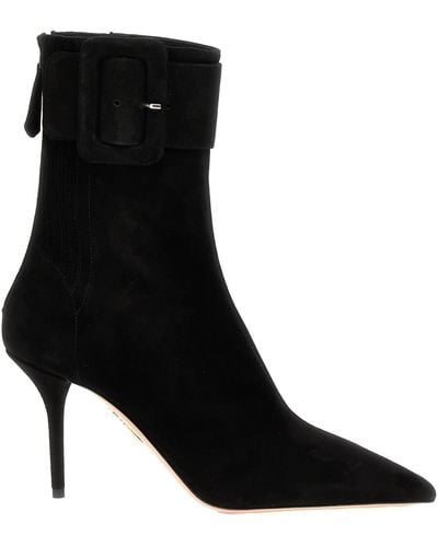 Aquazzura St Honoré 95mm Suede Boots - Black