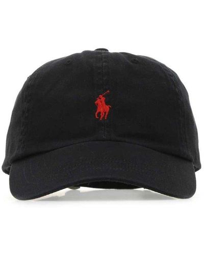 Polo Ralph Lauren Black & Red Cotton Chino Baseball Cap