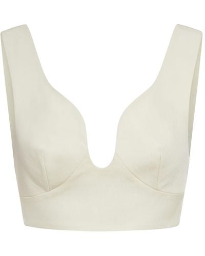 Jil Sander Graphic Curved Low Scooped Bra - White