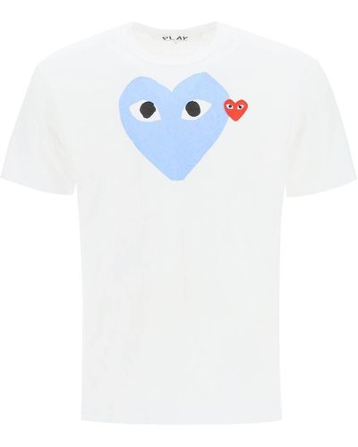 COMME DES GARÇONS PLAY Heart Print Crewneck T-Shirt - Blue