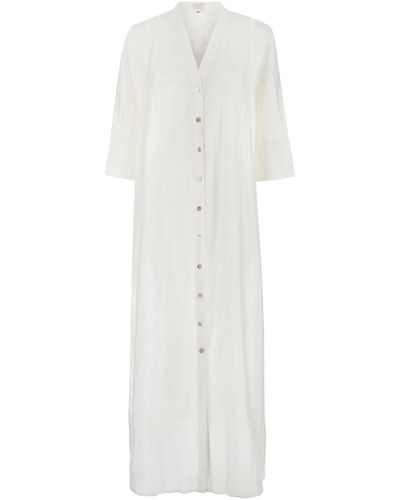 THE ROSE IBIZA Long Dress With Buttons - White