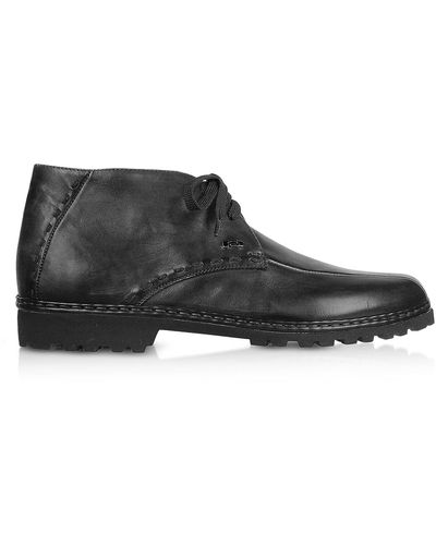 Pakerson Handmade Italian Leather Ankle Boots - Black