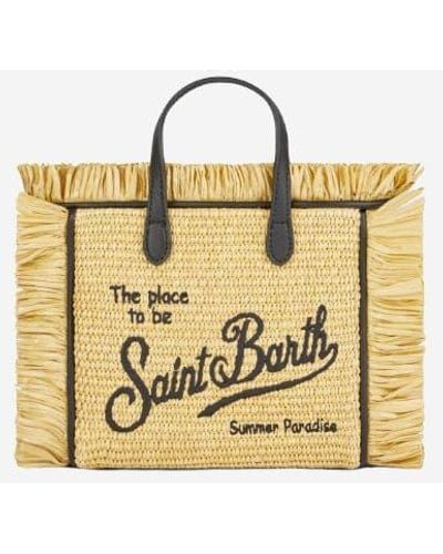 Mc2 Saint Barth Mini Vanity Straw Bag With Embroidery - Metallic