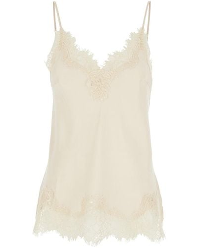 Gold Hawk Coco Camie Top With Tonal Lace Trim - White