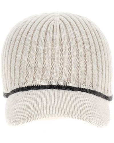 Brunello Cucinelli Ribbed Knit Hat - White
