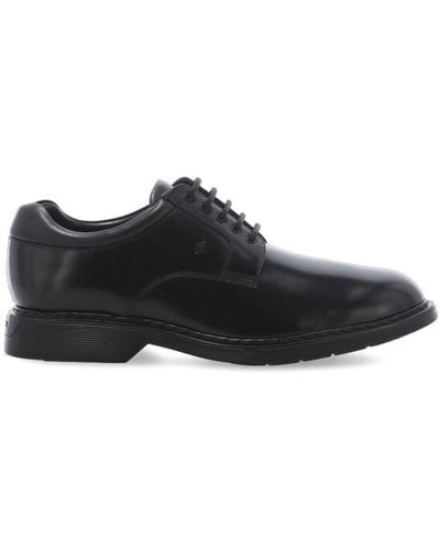 Hogan Contrast-sole Lace Up Shoes - Black