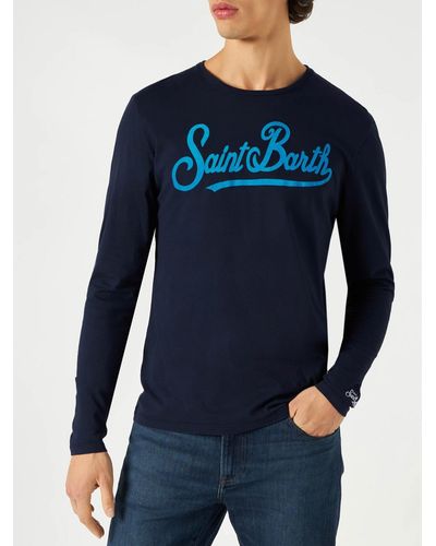 Mc2 Saint Barth Long-Sleeves T-Shirt With Saint Barth Print - Blue