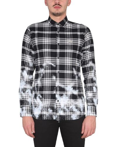 Philipp Plein Tartan Pattern Shirt - Black